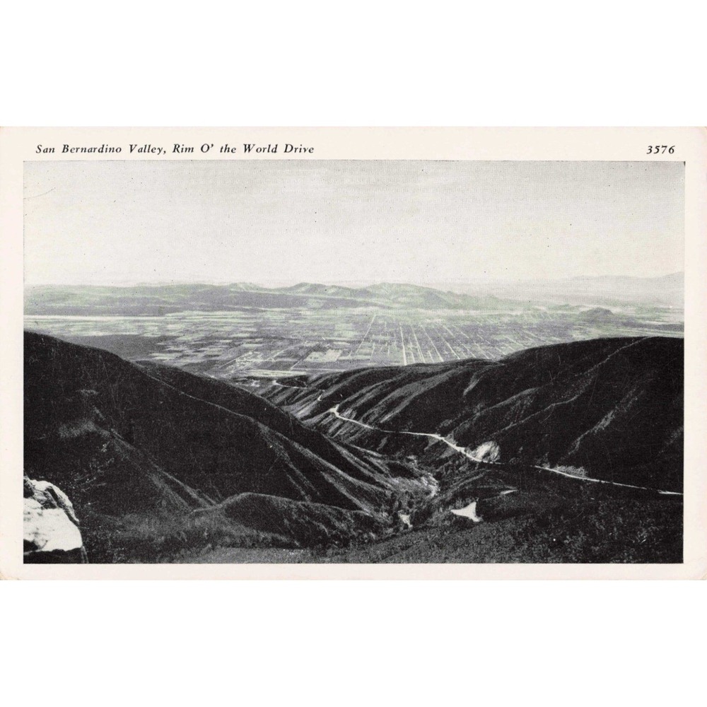 Vintage San Bernardino Valley CA Rim O' The World Drive Postcard 3576 B&W - Picture 1 of 2